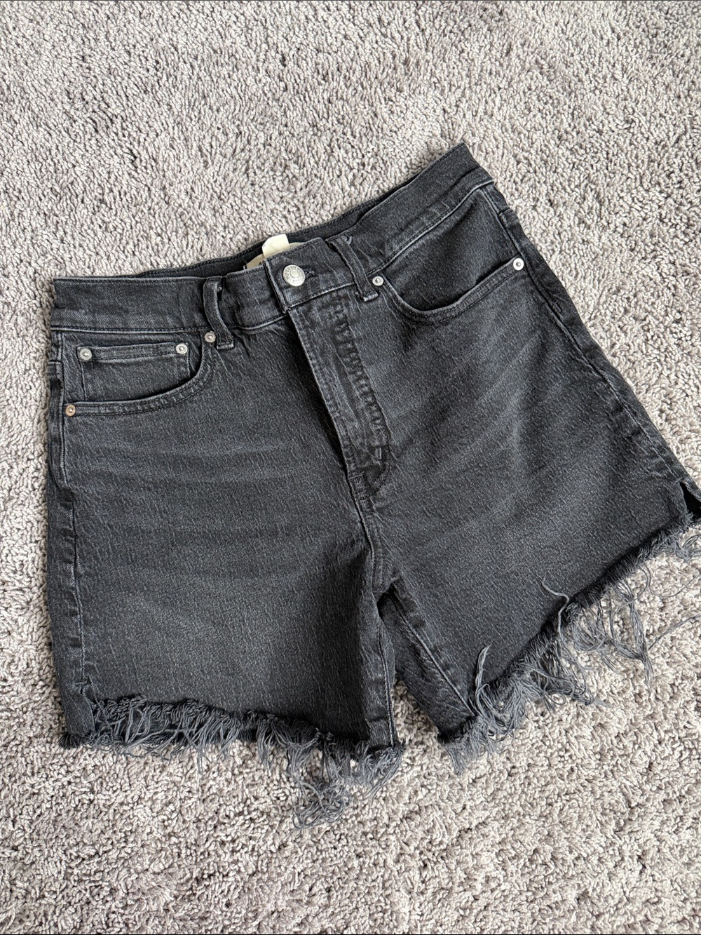 Madewell The Perfect Mid-Length Black Jean Shorts